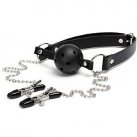 BDSM кляп с зажимами. Код: А221